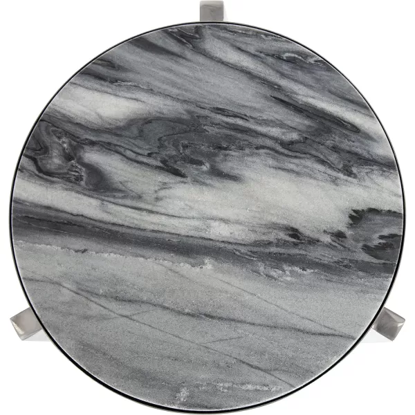 Kate and Laurel Aguilar Modern Round Drink Table 8 x 8 x 23 Blue and Silver Small Accent Table for Use as Plant Pedestal Stand with Agate Stone TabletopSilverGray