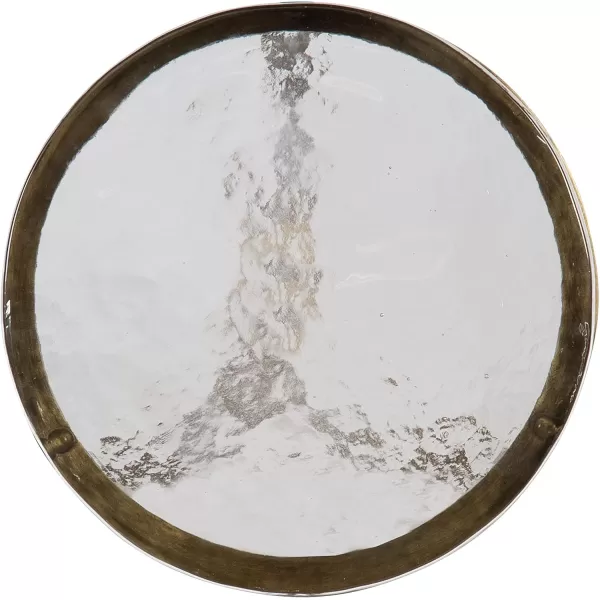 Kate and Laurel Aguilar Modern Round Drink Table 8 x 8 x 23 Blue and Silver Small Accent Table for Use as Plant Pedestal Stand with Agate Stone TabletopClearBrass