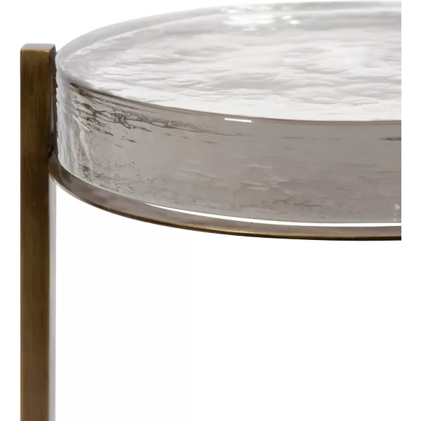 Kate and Laurel Aguilar Modern Round Drink Table 8 x 8 x 23 Blue and Silver Small Accent Table for Use as Plant Pedestal Stand with Agate Stone TabletopClearBrass