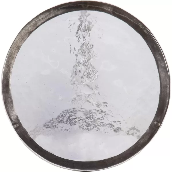 Kate and Laurel Aguilar Modern Round Drink Table 8 x 8 x 23 Blue and Silver Small Accent Table for Use as Plant Pedestal Stand with Agate Stone TabletopGraySilver