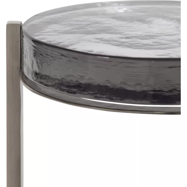 Kate and Laurel Aguilar Modern Round Drink Table 8 x 8 x 23 Blue and Silver Small Accent Table for Use as Plant Pedestal Stand with Agate Stone TabletopGraySilver