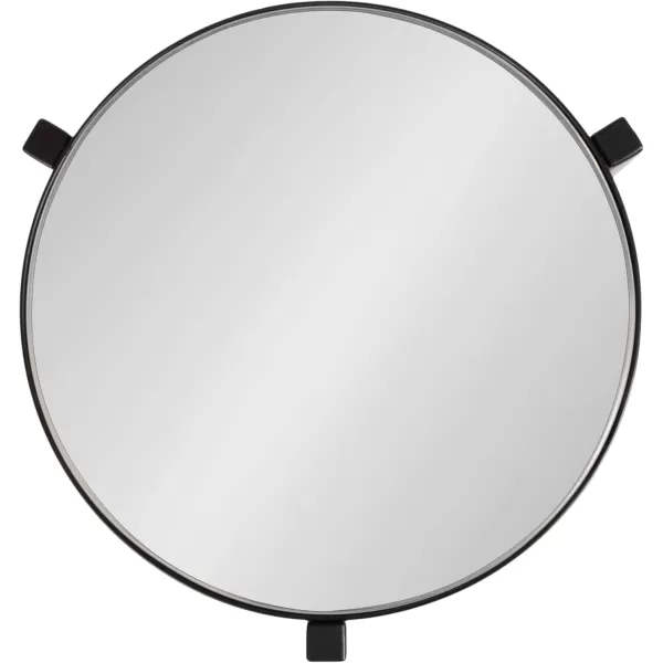Kate and Laurel Aguilar Modern Round Drink Table 8 x 8 x 23 Blue and Silver Small Accent Table for Use as Plant Pedestal Stand with Agate Stone TabletopBlack
