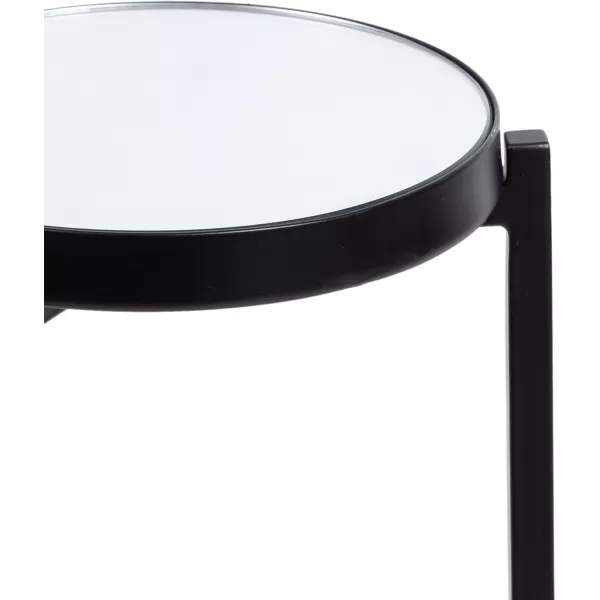 Kate and Laurel Aguilar Modern Round Drink Table 8 x 8 x 23 Blue and Silver Small Accent Table for Use as Plant Pedestal Stand with Agate Stone TabletopBlack