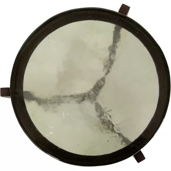 Kate and Laurel Aguilar Modern Round Drink Table 8 x 8 x 23 Blue and Silver Small Accent Table for Use as Plant Pedestal Stand with Agate Stone TabletopBronzeGreen Glass