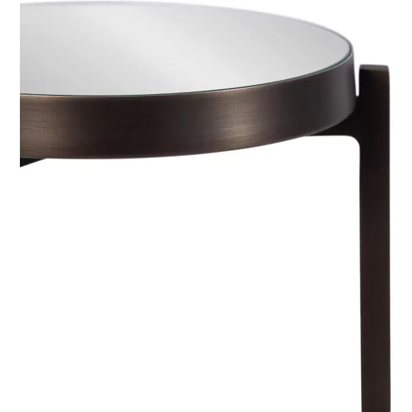 Kate and Laurel Aguilar Modern Round Drink Table 8 x 8 x 23 Blue and Silver Small Accent Table for Use as Plant Pedestal Stand with Agate Stone TabletopBronze