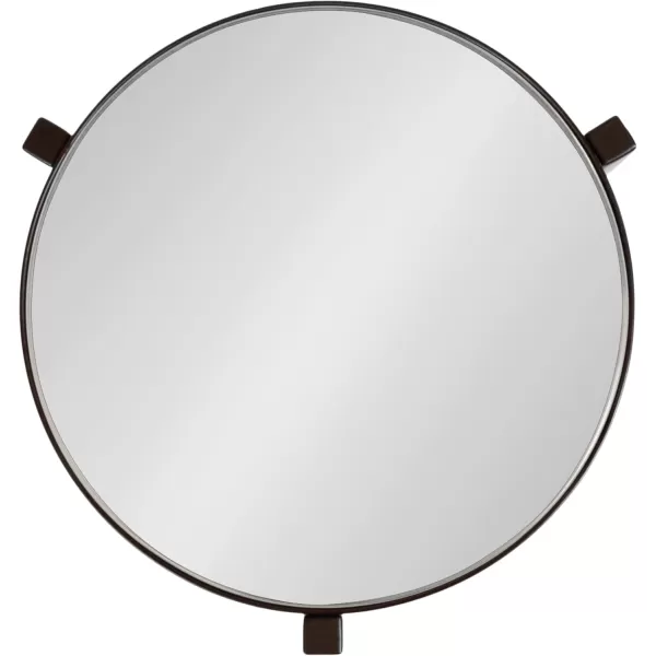 Kate and Laurel Aguilar Modern Round Drink Table 8 x 8 x 23 Blue and Silver Small Accent Table for Use as Plant Pedestal Stand with Agate Stone TabletopBronze