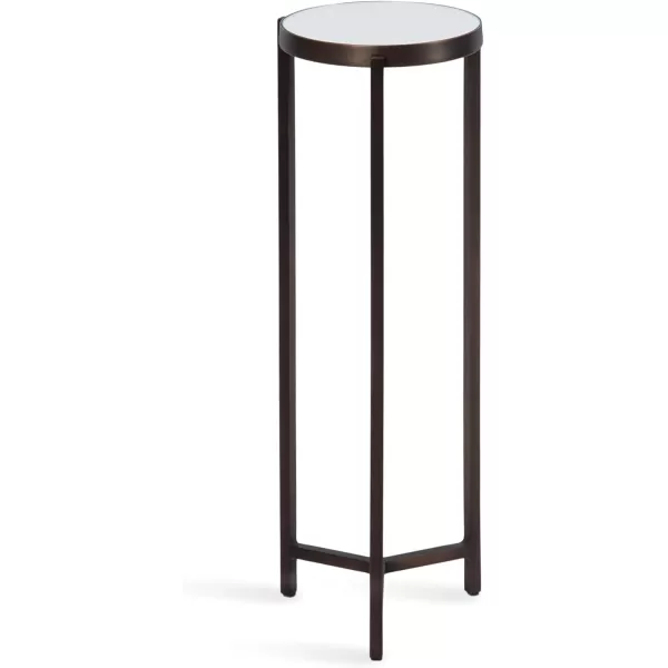 Kate and Laurel Aguilar Modern Round Drink Table 8 x 8 x 23 Blue and Silver Small Accent Table for Use as Plant Pedestal Stand with Agate Stone TabletopBronze