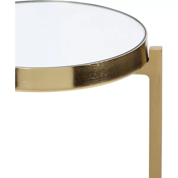 Kate and Laurel Aguilar Modern Round Drink Table 8 x 8 x 23 Blue and Silver Small Accent Table for Use as Plant Pedestal Stand with Agate Stone TabletopGold