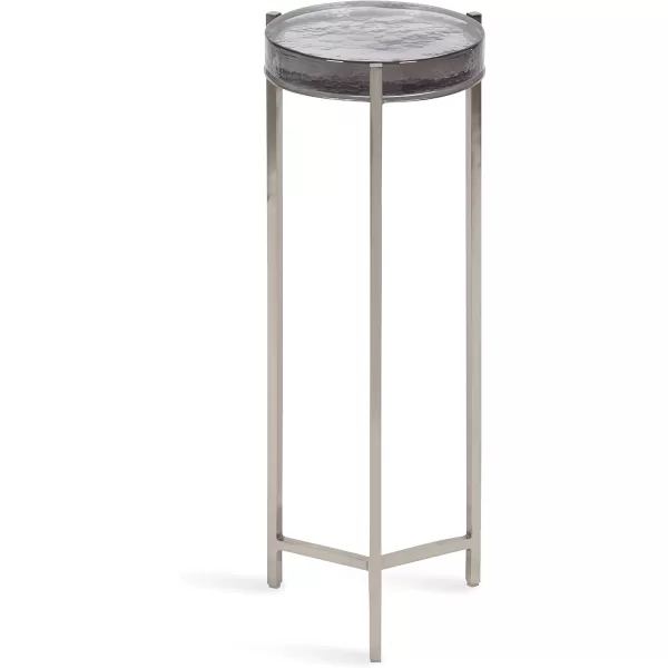 Kate and Laurel Aguilar Modern Round Drink Table 8 x 8 x 23 Blue and Silver Small Accent Table for Use as Plant Pedestal Stand with Agate Stone TabletopGraySilver