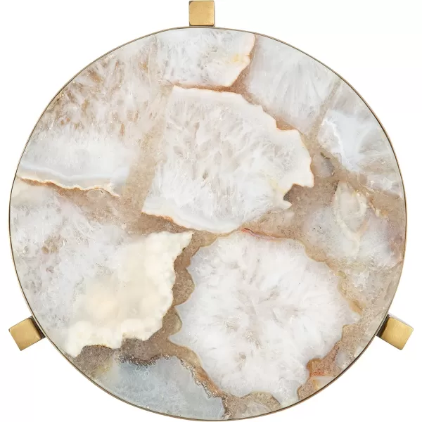 Kate and Laurel Aguilar Modern Round Drink Table 8 x 8 x 23 Blue and Silver Small Accent Table for Use as Plant Pedestal Stand with Agate Stone TabletopNaturalGold