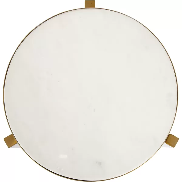 Kate and Laurel Aguilar Modern Round Drink Table 8 x 8 x 23 Blue and Silver Small Accent Table for Use as Plant Pedestal Stand with Agate Stone TabletopWhiteGold