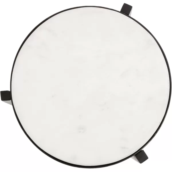 Kate and Laurel Aguilar Modern Round Drink Table 8 x 8 x 23 Blue and Silver Small Accent Table for Use as Plant Pedestal Stand with Agate Stone TabletopBlackWhite