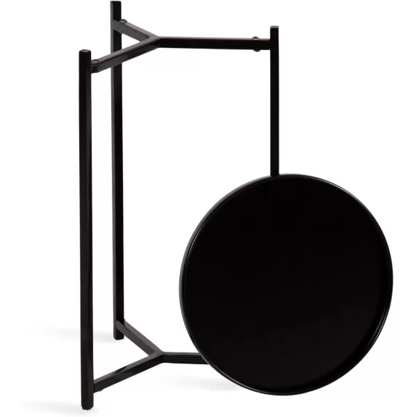 Kate and Laurel Aguilar Modern Round Plant Stand Set Set of 2 Black Transitional TwoPiece Accent Table Set for Use as Indoor or Outdoor Plant RisersBlack