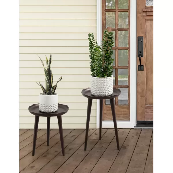 Kate and Laurel Aguilar Modern Round Plant Stand Set Set of 2 Black Transitional TwoPiece Accent Table Set for Use as Indoor or Outdoor Plant RisersBronze