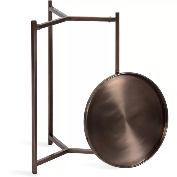 Kate and Laurel Aguilar Modern Round Plant Stand Set Set of 2 Black Transitional TwoPiece Accent Table Set for Use as Indoor or Outdoor Plant RisersBronzze
