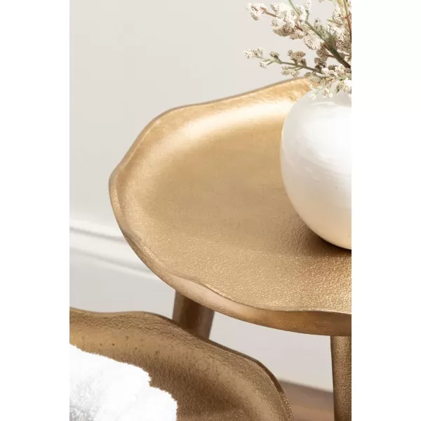 Kate and Laurel Aguilar Modern Round Plant Stand Set Set of 2 Black Transitional TwoPiece Accent Table Set for Use as Indoor or Outdoor Plant RisersGold