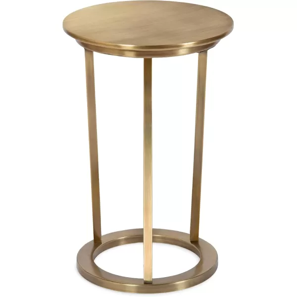 Kate and Laurel Aja Modern Metal Round Side Table 15 x 15 x 23 Antique Brass Decorative Geometric Nightstand with Circular Tabletop and Unique Slanted Legs