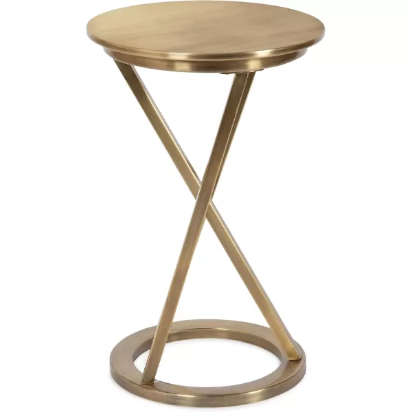 Kate and Laurel Aja Modern Metal Round Side Table 15 x 15 x 23 Antique Brass Decorative Geometric Nightstand with Circular Tabletop and Unique Slanted Legs