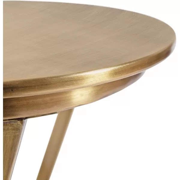 Kate and Laurel Aja Modern Metal Round Side Table 15 x 15 x 23 Antique Brass Decorative Geometric Nightstand with Circular Tabletop and Unique Slanted Legs
