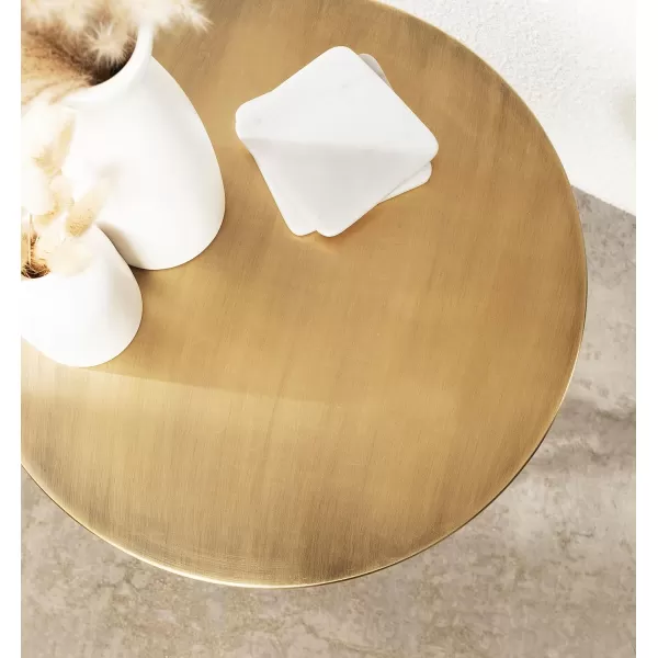Kate and Laurel Aja Modern Metal Round Side Table 15 x 15 x 23 Antique Brass Decorative Geometric Nightstand with Circular Tabletop and Unique Slanted Legs