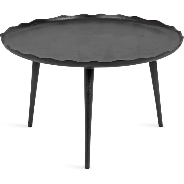 Kate and Laurel Alessia Modern Coffee Table 25 x 25 x 15 Gold Metal Coffee Table with Antique Detailing for Storage and DisplayBlack
