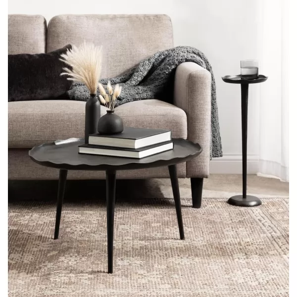Kate and Laurel Alessia Modern Coffee Table 25 x 25 x 15 Gold Metal Coffee Table with Antique Detailing for Storage and DisplayBlack