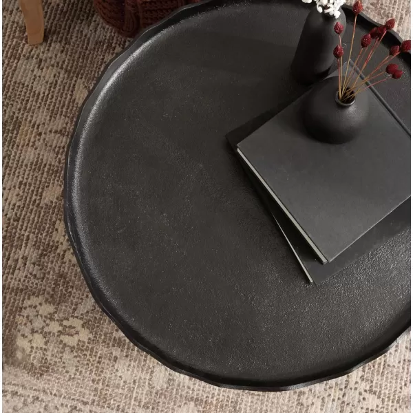 Kate and Laurel Alessia Modern Coffee Table 25 x 25 x 15 Gold Metal Coffee Table with Antique Detailing for Storage and DisplayBlack