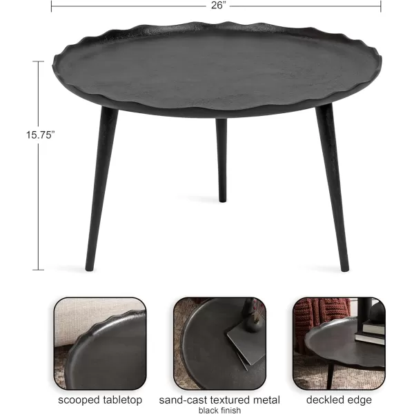 Kate and Laurel Alessia Modern Coffee Table 25 x 25 x 15 Gold Metal Coffee Table with Antique Detailing for Storage and DisplayBlack