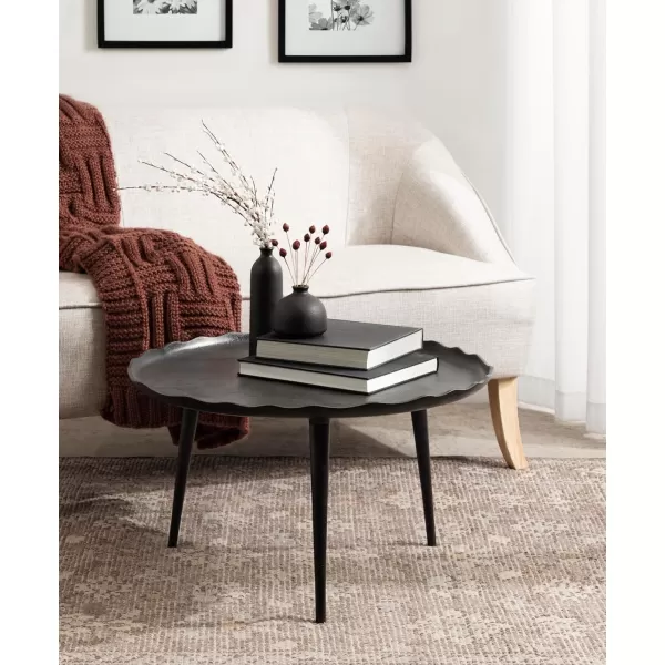 Kate and Laurel Alessia Modern Coffee Table 25 x 25 x 15 Gold Metal Coffee Table with Antique Detailing for Storage and DisplayBlack