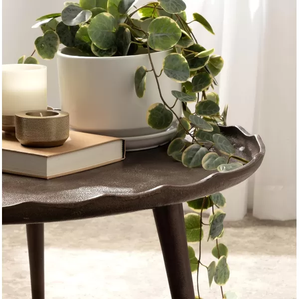 Kate and Laurel Alessia Modern Coffee Table 25 x 25 x 15 Gold Metal Coffee Table with Antique Detailing for Storage and DisplayBronze