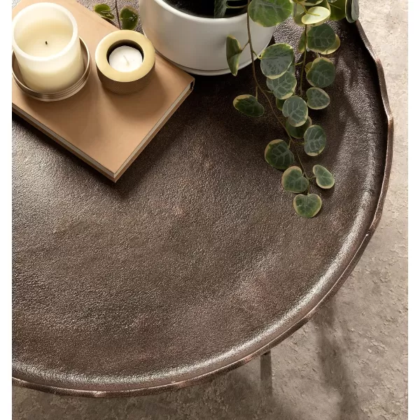 Kate and Laurel Alessia Modern Coffee Table 25 x 25 x 15 Gold Metal Coffee Table with Antique Detailing for Storage and DisplayBronze