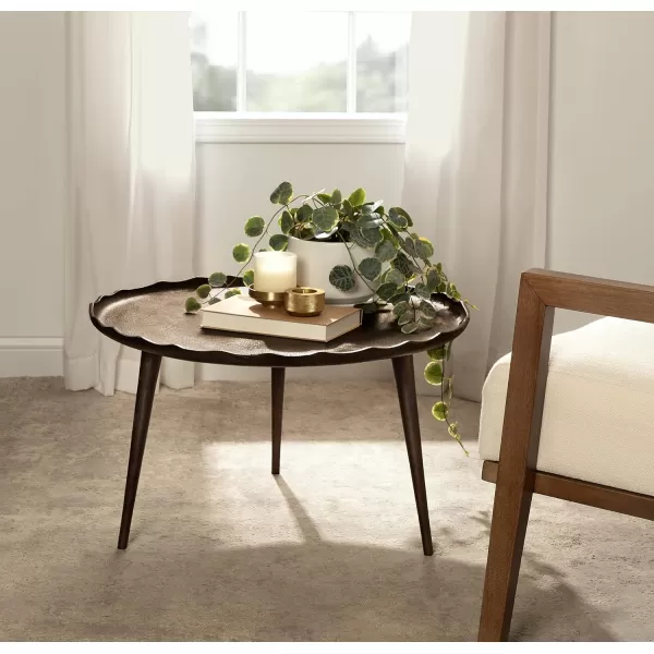 Kate and Laurel Alessia Modern Coffee Table 25 x 25 x 15 Gold Metal Coffee Table with Antique Detailing for Storage and DisplayBronze