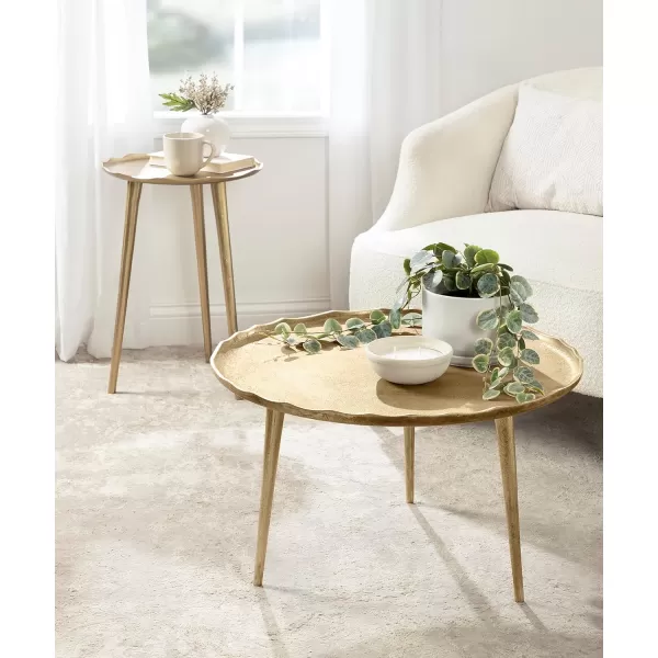 Kate and Laurel Alessia Modern Coffee Table 25 x 25 x 15 Gold Metal Coffee Table with Antique Detailing for Storage and DisplayGold