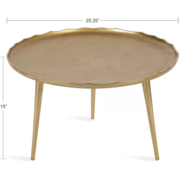 Kate and Laurel Alessia Modern Coffee Table 25 x 25 x 15 Gold Metal Coffee Table with Antique Detailing for Storage and DisplayGold