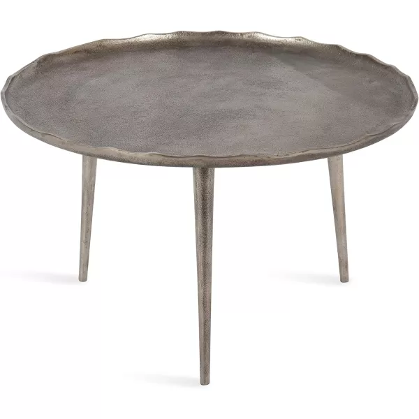 Kate and Laurel Alessia Modern Coffee Table 25 x 25 x 15 Gold Metal Coffee Table with Antique Detailing for Storage and DisplayGrey