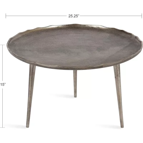 Kate and Laurel Alessia Modern Coffee Table 25 x 25 x 15 Gold Metal Coffee Table with Antique Detailing for Storage and DisplayGrey
