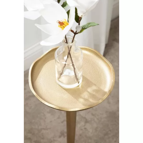 Kate and Laurel Alessia Modern Decorative Metal Drink Table 8 x 8 x 22 Silver Stunning Cast Aluminum Pedestal Plant Stand with Rough Texture and Deckled EdgeGold