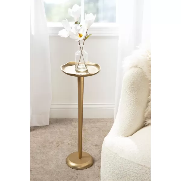 Kate and Laurel Alessia Modern Decorative Metal Drink Table 8 x 8 x 22 Silver Stunning Cast Aluminum Pedestal Plant Stand with Rough Texture and Deckled EdgeGold