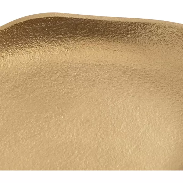 Kate and Laurel Alessia Modern Decorative Scalloped Oval Footed Metal Tray 14 x 8 Bronze Transitional FoodSafe Cast Aluminum Pedestal Tray with Rough Texture and Deckled EdgeGold