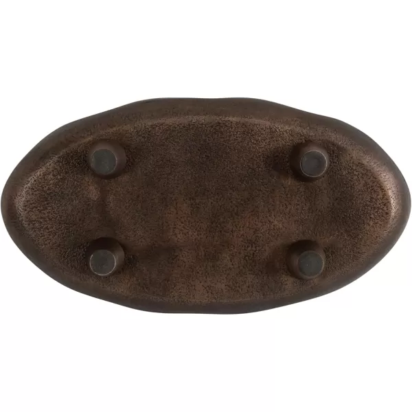 Kate and Laurel Alessia Modern Decorative Scalloped Oval Footed Metal Tray 14 x 8 Bronze Transitional FoodSafe Cast Aluminum Pedestal Tray with Rough Texture and Deckled EdgeBronze