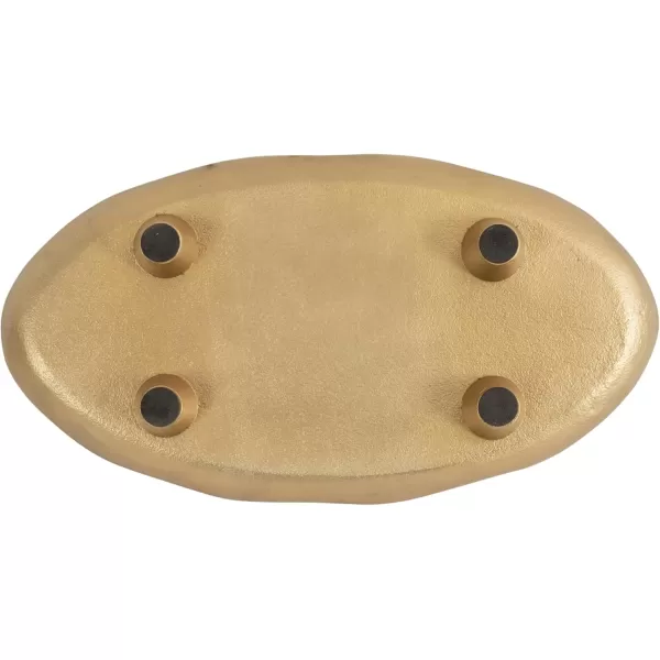 Kate and Laurel Alessia Modern Decorative Scalloped Oval Footed Metal Tray 14 x 8 Bronze Transitional FoodSafe Cast Aluminum Pedestal Tray with Rough Texture and Deckled EdgeGold
