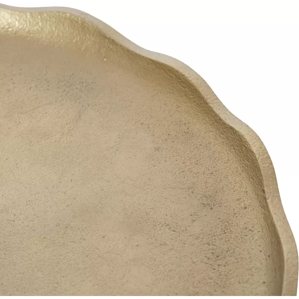 Kate and Laurel Alessia Modern Decorative Scalloped Round Footed Metal Tray 16 Inch Diameter Gold FoodSafe Cast Aluminum Pedestal Transitional Tray with Rough Texture and Deckled EdgeGold