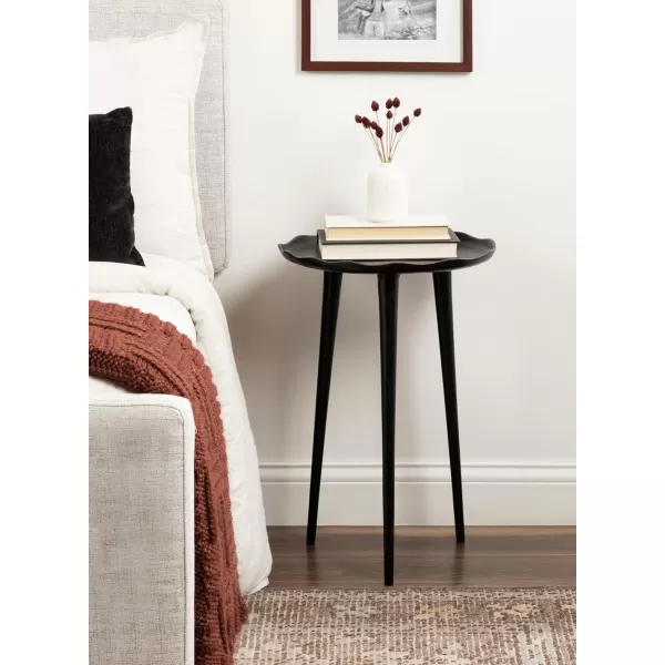 Kate and Laurel Alessia Modern Round Metal Side Table 15 x 15 x 22 Black Decorative Cast Aluminum End Table with Deckled Edge for Bedroom Nightstand or Living Room AccentBlack