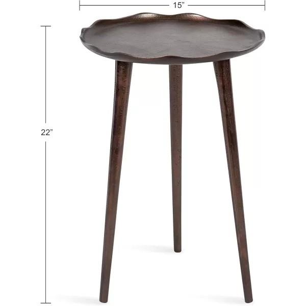 Kate and Laurel Alessia Modern Round Metal Side Table 15 x 15 x 22 Black Decorative Cast Aluminum End Table with Deckled Edge for Bedroom Nightstand or Living Room AccentBronze