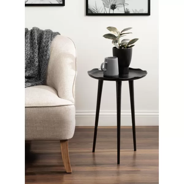 Kate and Laurel Alessia Modern Round Metal Side Table 15 x 15 x 22 Black Decorative Cast Aluminum End Table with Deckled Edge for Bedroom Nightstand or Living Room AccentBlack