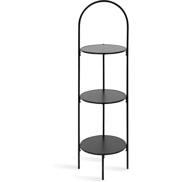 Kate and Laurel Almatt Modern 3Tier Pedestal Plant Stand with Three Round Platforms for Contemporary Decor and Small Spaces 14x14x44 WhiteGoldBlack