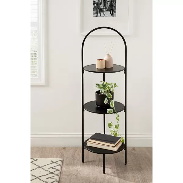 Kate and Laurel Almatt Modern 3Tier Pedestal Plant Stand with Three Round Platforms for Contemporary Decor and Small Spaces 14x14x44 WhiteGoldBlack
