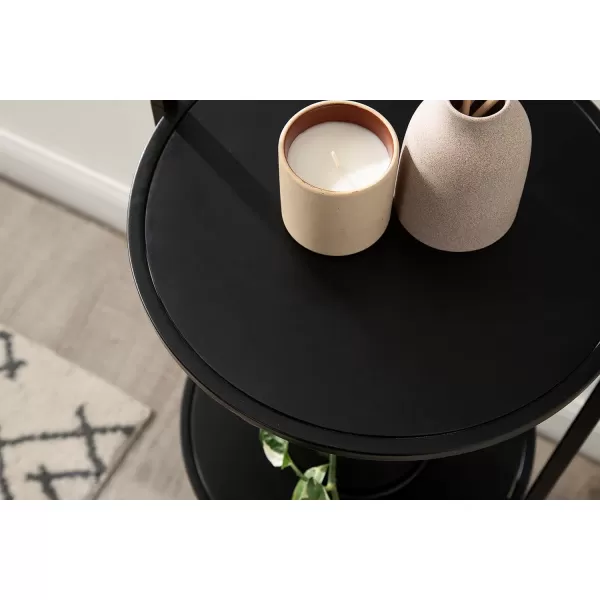 Kate and Laurel Almatt Modern 3Tier Pedestal Plant Stand with Three Round Platforms for Contemporary Decor and Small Spaces 14x14x44 WhiteGoldBlack