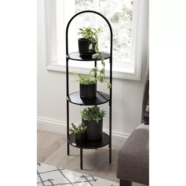 Kate and Laurel Almatt Modern 3Tier Pedestal Plant Stand with Three Round Platforms for Contemporary Decor and Small Spaces 14x14x44 WhiteGoldBlack