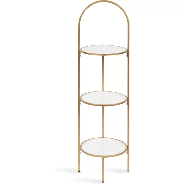 Kate and Laurel Almatt Modern 3Tier Pedestal Plant Stand with Three Round Platforms for Contemporary Decor and Small Spaces 14x14x44 WhiteGoldWhiteGold